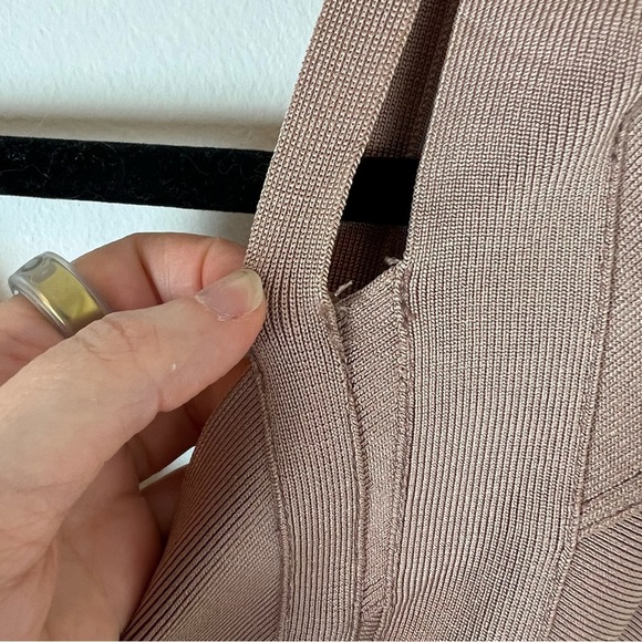 House Of CB Mimi Taupe Off Shoulder Bandage Dress XS Tan Nude - Picture 5 of 8